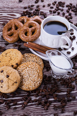 black coffee on a wooden background