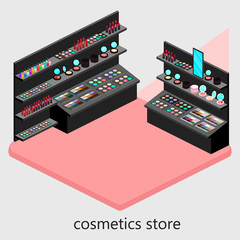 Isometric interior of cosmetics shop