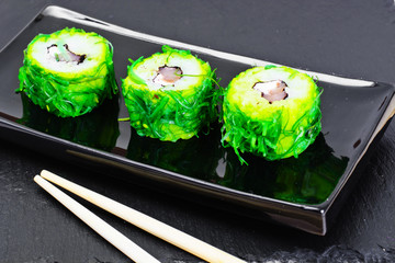 Sushi Roll with Chukoy, Salmon and Cheese