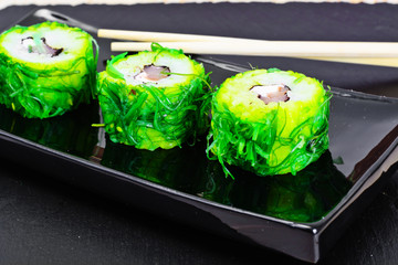 Sushi Roll with Chukoy, Salmon and Cheese