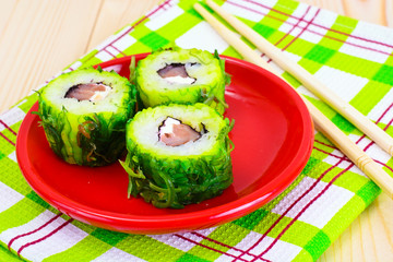 Sushi Roll with Chukoy, Salmon and Cheese