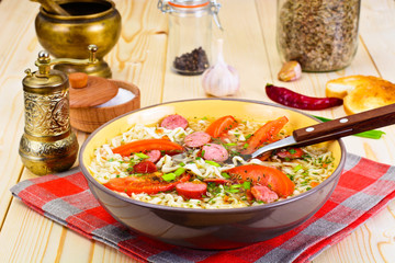 Tasty Chicken Soup with Chinese Noodles