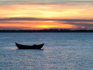 boat at sunset