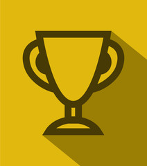 Vector flat trophy cup icon with shadow