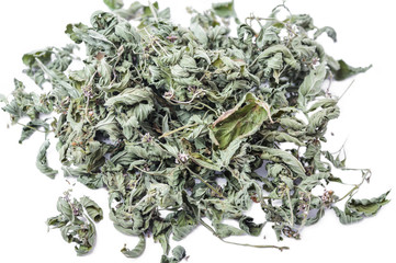 Dried peppermint herb isolated on white background