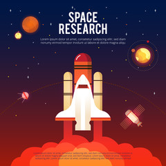 Space Research And Exploration Flat Banner 