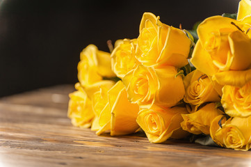 beautiful bouquet of yellow roses.