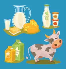 Photo sur Aluminium Produits laitiers Dairy products isolated, bitmap illustration. Milk product icons collection. Healthy food. Organic food. Farmers product.