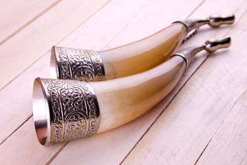 Curved drinking horns