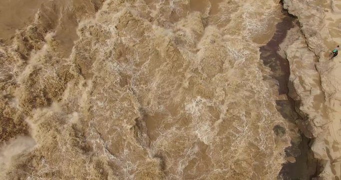 Aerial view, Hukou Waterfall offers the most breathtaking view of the Yellow River, which is known as the “cradle of Chinese civilization”. 