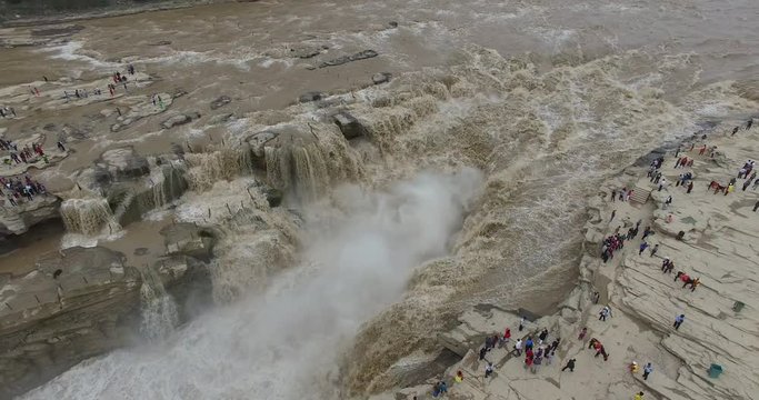 Aerial view, Hukou Waterfall offers the most breathtaking view of the Yellow River, which is known as the &ldquo;cradle of Chinese civilization&rdquo;. 