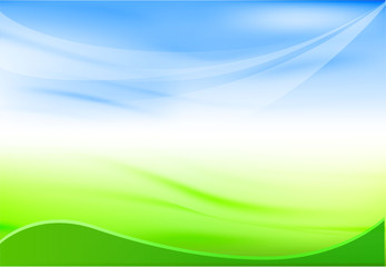 Naklejka premium blue sky background wiht green wave, vector