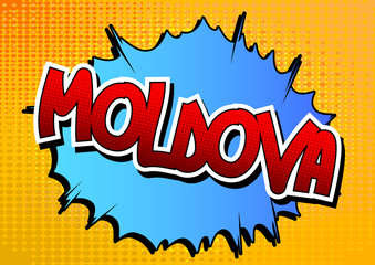 Moldova - Comic book style word.