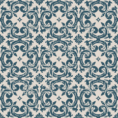 Seamless worn out antique background 215_round spiral flower cross
