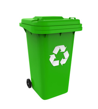 Garbage Trash Bin with Recycle Symbol