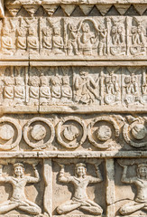 Outside carved of a Hindu temple.