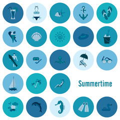 Summer and Beach Simple Flat Icons