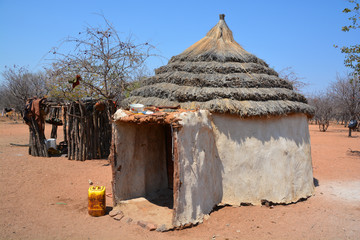  Himba house. The Himba are indigenous peoples living in northern Namibia, in the Kunene region of...