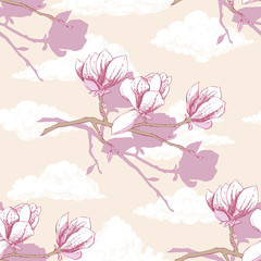 Seamless pattern with magnolia