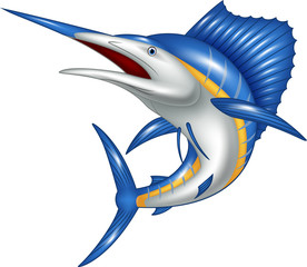Illustration of blue marlin fish cartoon