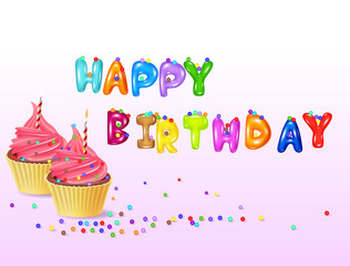 Birthday background with cup cake