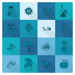 Set of Flat Autumn Icons