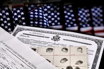 Citizenship Identity Documents with US Flags
