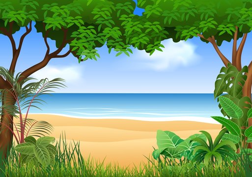 Beautiful tropical beach on the forest
