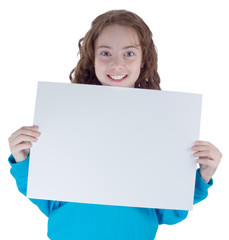 Fototapeta premium Pretty teen girl with blank poster