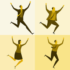 Happy and successful businesspeople. Vector Illustration Business concept a ladder Corporate of success.