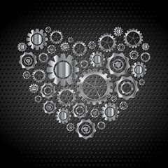 Love heart from tech metallic gears