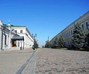 The central alley from the main entrance in Kazan Kremlin, Tatarstan, Russia
