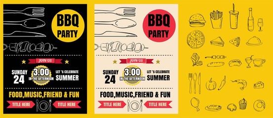 Barbecue party invitation. BBQ template menu design. Food flyer. - 108683182