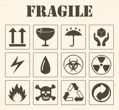 fragile logo set
