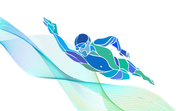 Freestyle Swimmer Silhouette. Sport swimming