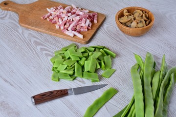 Food ingredients on table in close-up