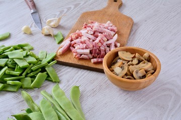 Food ingredients on table in close-up