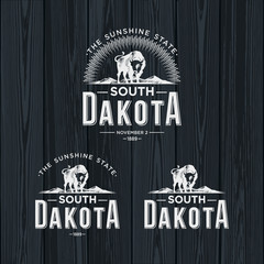 Южная Дакота эмблема штата Америки на темном фоне