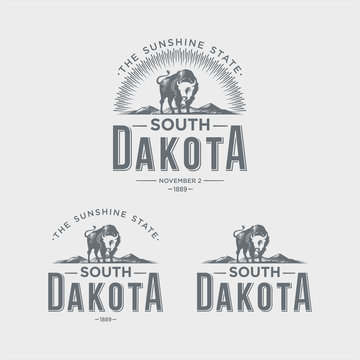 Южная Дакота эмблема штата Америки на светлом фоне