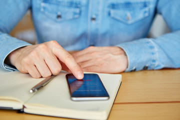 Man trying to log in mobile banking