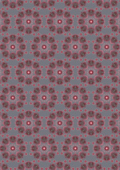 Gray seamless background with an oval vintage by gradient maroon ornament