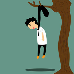 cartoon businessman fail surrender vector illustration.