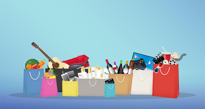 Shopping bags with many item inside