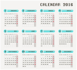 Year 2016 Calendar
