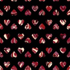Vector pattern, optical illusion hearts background. Spread paint