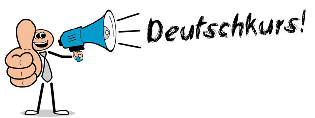 Deutschkurs Männchen hält Daumen hoch