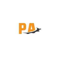 pa alphabet with swoosh gears