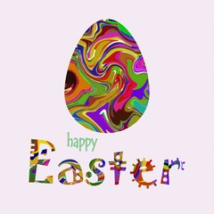 Easter Background with Decorated Eggs and 'Easter'
