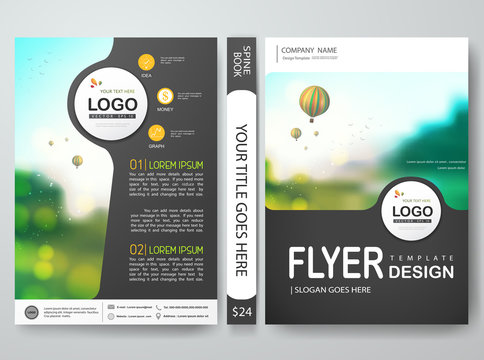 Flyers design template vector.Can be used as brochure annual report poster magazine. Leaflet cover book presentation with balloon and blue sky background.Layout in A4 size.illustration