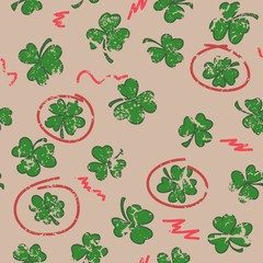 St. Patrick's day seamless background with clovers. Vector illus
